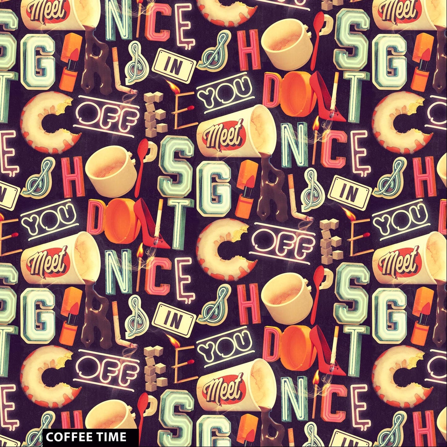 44" Wide 100% Cotton No Stretch Quilting Fabric-Printed Designs for Sewing, Clothing, Crafts, Accessories, Home Decor,  and DIY Projects (Quilting Fabric- Coffee Shop Collection)