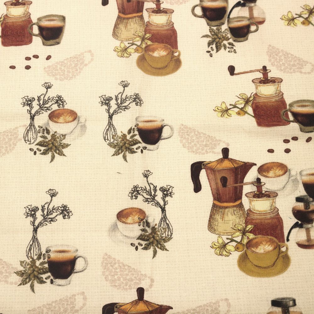44" Wide 100% Cotton No Stretch Quilting Fabric-Printed Designs for Sewing, Clothing, Crafts, Accessories, Home Decor,  and DIY Projects (Quilting Fabric- Coffee Shop Collection)