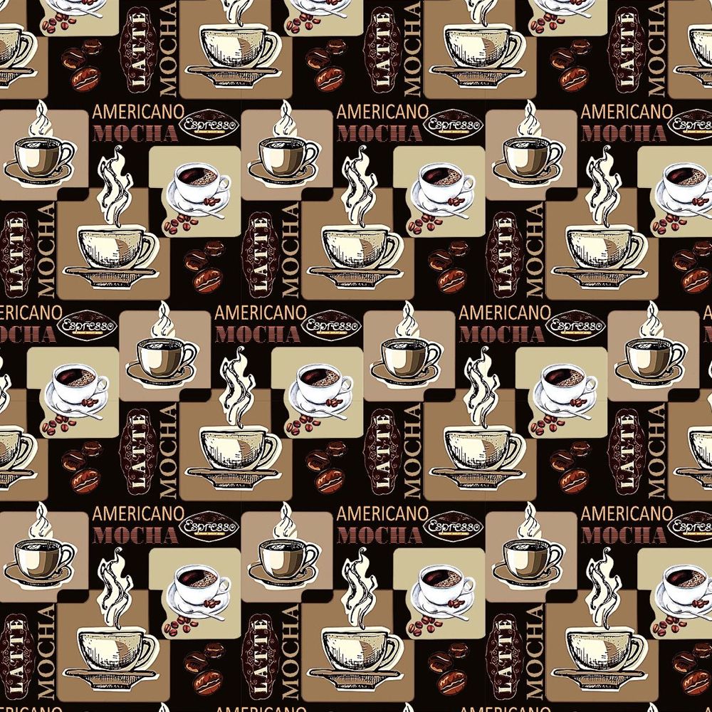 44" Wide 100% Cotton No Stretch Quilting Fabric-Printed Designs for Sewing, Clothing, Crafts, Accessories, Home Decor,  and DIY Projects (Quilting Fabric- Coffee Shop Collection)