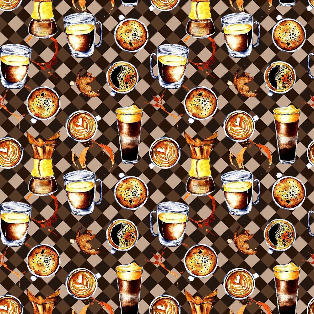 44" Wide 100% Cotton No Stretch Quilting Fabric-Printed Designs for Sewing, Clothing, Crafts, Accessories, Home Decor,  and DIY Projects (Quilting Fabric- Coffee Shop Collection)