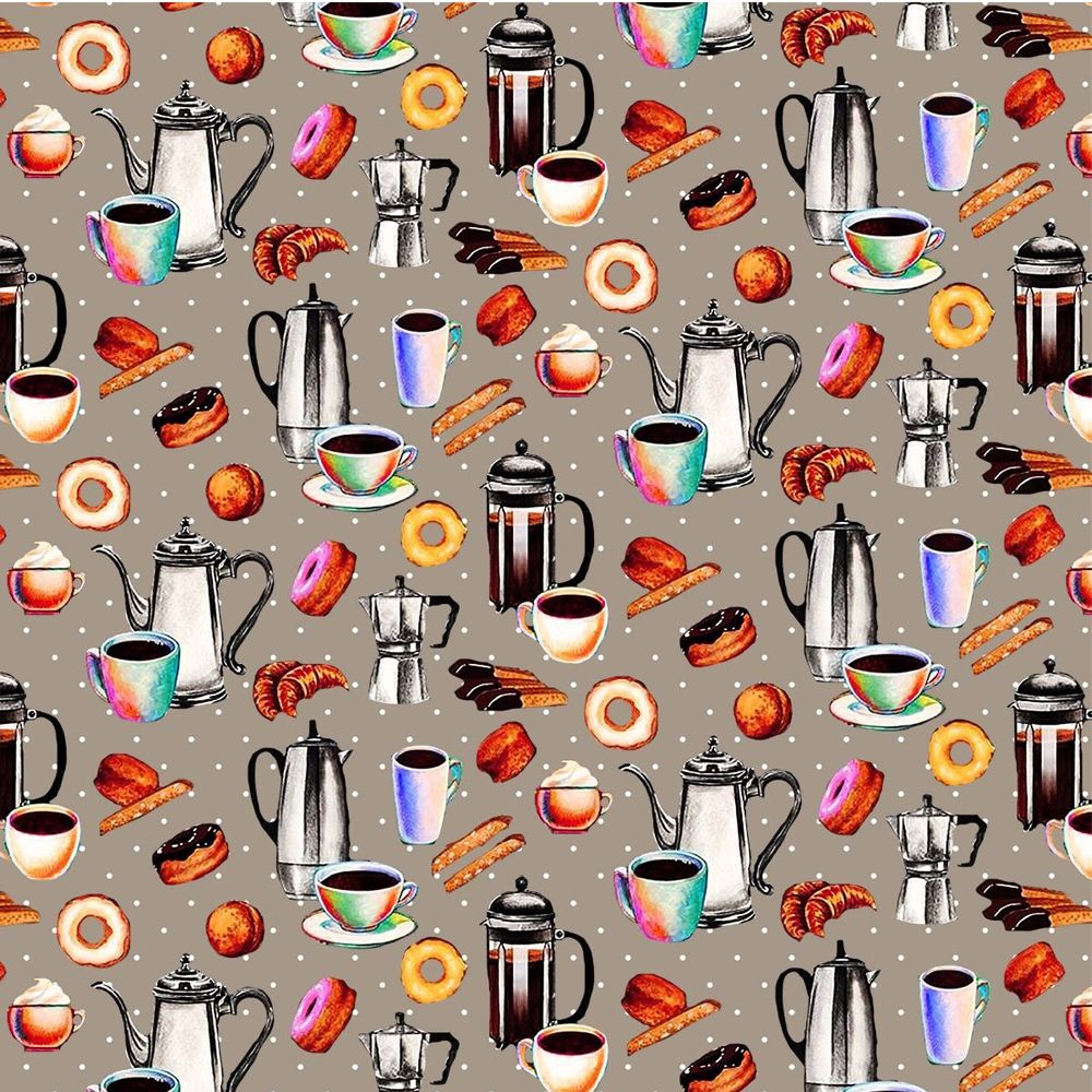 44" Wide 100% Cotton No Stretch Quilting Fabric-Printed Designs for Sewing, Clothing, Crafts, Accessories, Home Decor,  and DIY Projects (Quilting Fabric- Coffee Shop Collection)