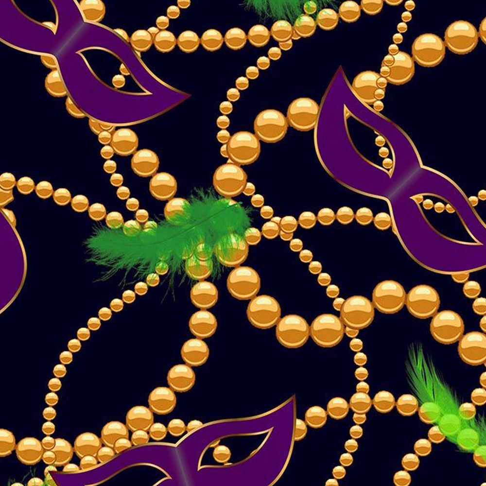 44" Wide 100% Cotton No Stretch Quilting Fabric-Printed Designs for Sewing, Clothing, Crafts, Accessories, Home Decor, and DIY Projects (Quilting Fabric- Mardi Gras Collection)