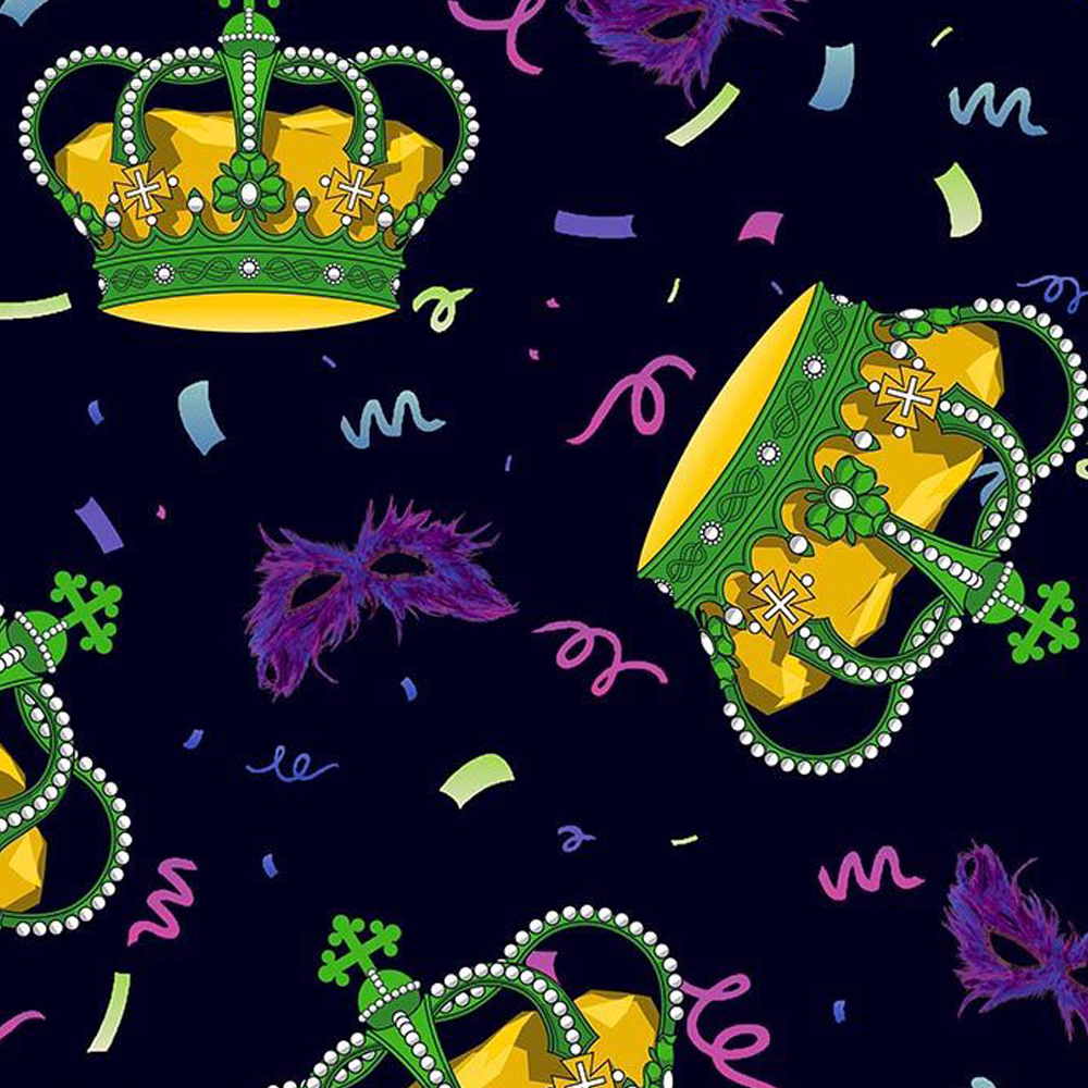 44" Wide 100% Cotton No Stretch Quilting Fabric-Printed Designs for Sewing, Clothing, Crafts, Accessories, Home Decor, and DIY Projects (Quilting Fabric- Mardi Gras Collection)
