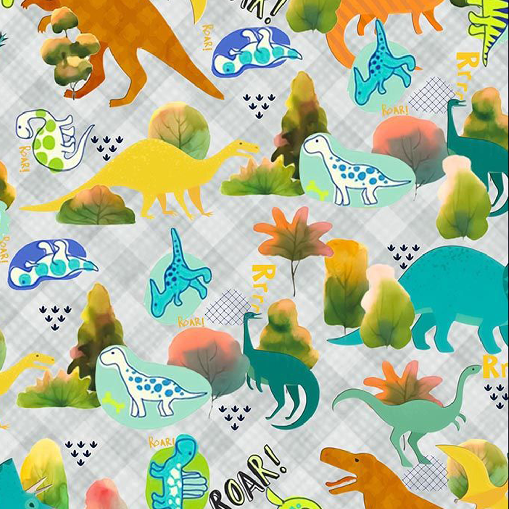 44" Wide 100% Cotton No Stretch Quilting Fabric-Printed Designs for Sewing, Clothing, Crafts, Accessories, Home Decor,  and DIY Projects (Quilting Fabric- Dino's Collection)