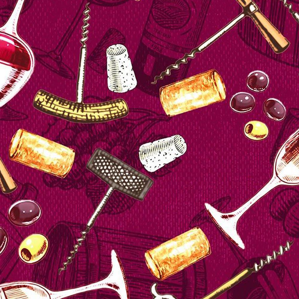 44" Wide 100% Cotton No Stretch Quilting Fabric-Printed Designs for Sewing, Clothing, Crafts, Accessories, Home Decor, and DIY Projects (Quilting Fabric- Wine and Dine Collection)