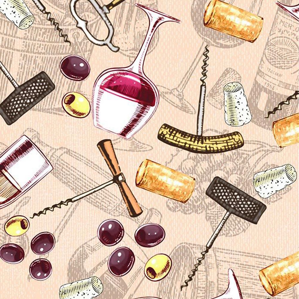 44" Wide 100% Cotton No Stretch Quilting Fabric-Printed Designs for Sewing, Clothing, Crafts, Accessories, Home Decor, and DIY Projects (Quilting Fabric- Wine and Dine Collection)