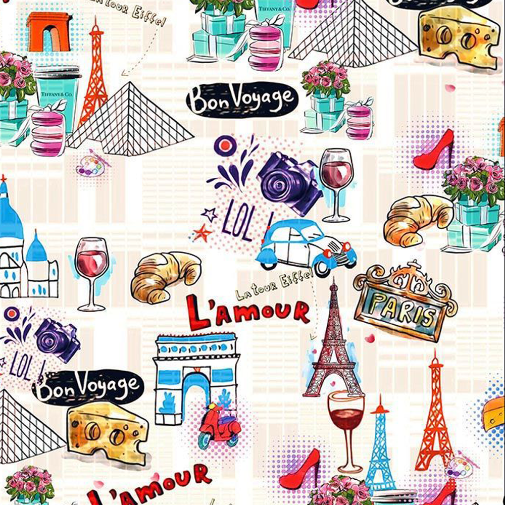 44" Wide 100% Cotton No Stretch Quilting Fabric-Printed Designs for Sewing, Clothing, Crafts, Accessories, Home Decor, and DIY Projects (Quilting Fabric- Paris Collection)