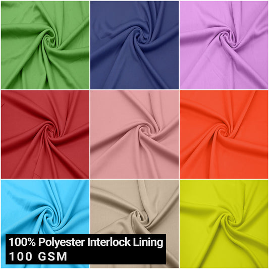 60" Wide 100% Polyester Interlock Lining – Lightweight Knit  Fabric by the Yard for Apparel, Clothing, Draperies, School Projects, Party Decorations, and DIY Projects (SKU-13100)