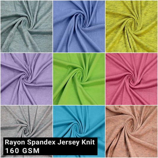 60" Wide Rayon Spandex Jersey Knit Fabric by the Yard - 4-Way Stretch, 160GSM, Medium Weight - Breathable - Apparel, Accessories, Maternity, Headbands & Crafts-(SKU-13390)