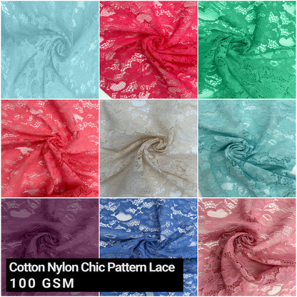 58" High Quality Lace Fabric Cotton Nylon Blend Chic Pattern 100gsm - By the Yard - (SKU-163)