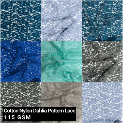 58" High Quality Lace Fabric Cotton Nylon Blend Dahlia Pattern 115gsm - By the Yard - (SKU-200)