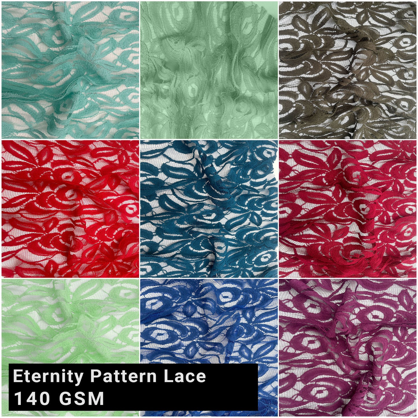 58" High Quality Lace Fabric Cotton Nylon Blend Eternity Pattern 140gsm - By the Yard - (SKU-231)