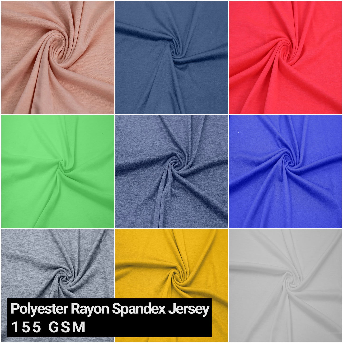 60" Polyester Rayon Spandex Jersey Knit Fabric by the Yard- 155GSM,LightWeight-Antiwrinkle, Breathable- 2 Way Stretch - Best for Apparel,Sewing,Crafts and DIY (SKU-400)