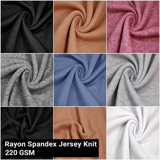 60" Wide Rayon Spandex Jersey Knit Fabric by the Yard - 4-Way Stretch, 220GSM, Medium Weight - Soft & Breathable -Apparel, Tops, Maternity, Decorations & Crafts- (SKU-407)