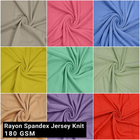 60" Wide Rayon Spandex Jersey Knit Fabric by the Yard - 4-Way Stretch, 180GSM, Soft & Breathable - Apparel, Accessories, Tops, Maternity, Decoration & Crafts- (SKU-409)