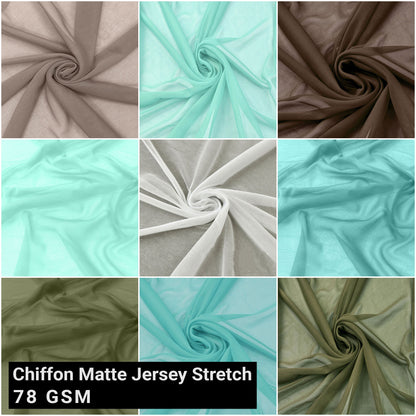 60" Solid Color Chiffon Matte Jersey Stretch Knit Fabric by the Yard - 78gsm - (SKU-452)