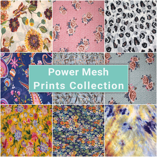 Multicolor Printed for Apparel, Headbands, Accessories, Lingerie & DIY Fabric by the Yard - 100 GSM, 60" Wide Poly Spandex Lace Power Mesh, Lightweight, 4-Way Stretch, Breathable - SKU 453