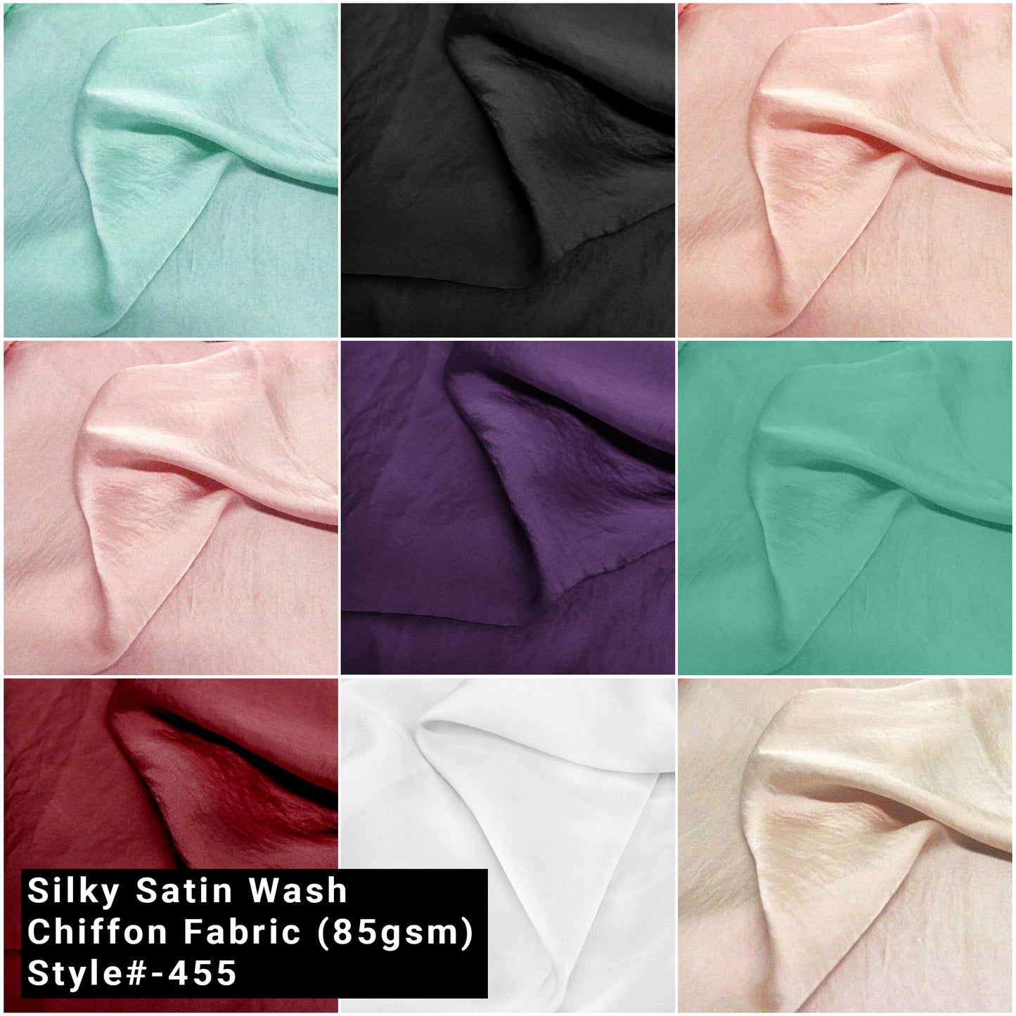 58" Silky Satin Wash Chiffon Fabric 100% Polyester No Stretch Fabric by the Yard - 85gsm -(SKU-455)