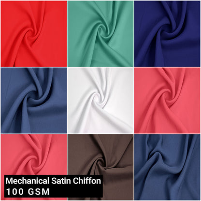 Multicolor Dresses, Scarves, Blouses & DIY Fabric By The Yard - 58" Wide 100% Poly Mechanical Satin Chiffon-Crepe - 100 GSM, Lightweight, Anti wrinkle, Non-Stretch - (SKU 456)