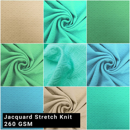 60" Solid Color Polyester Spandex Jacquard Stretch Knit Fabric by the Yard - 260gsm - (SKU-469)