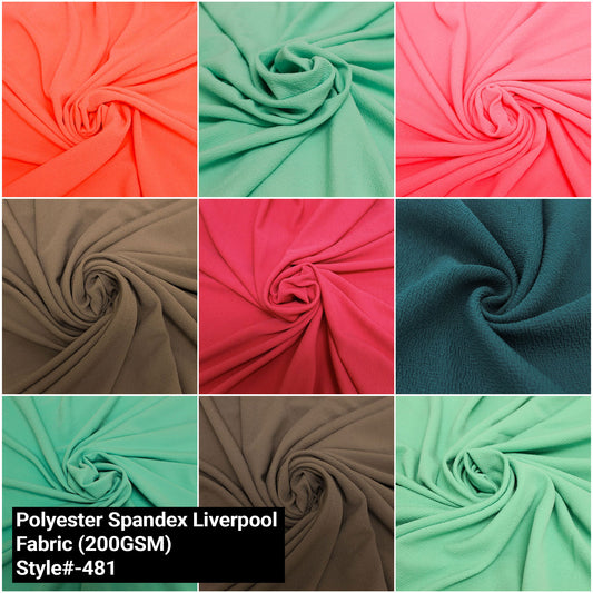 Polyester Spandex Liverpool Fabric By the Yard- 200gsm Stretch Knit for Apparel & Crafts (SKU-481)