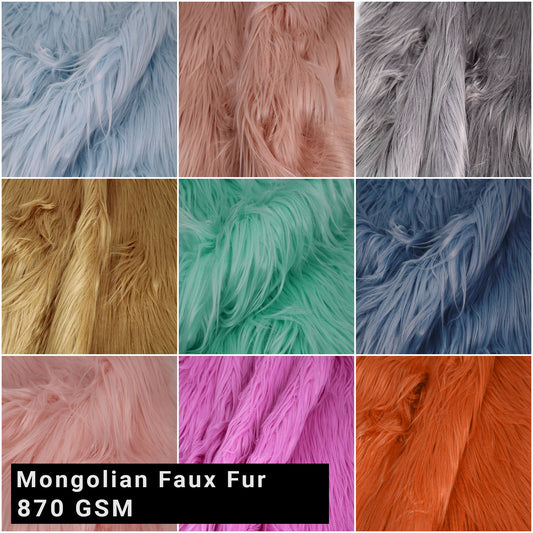 Mongolian Faux Fur-Christmas Fuzzy-Fabric by The Yard-Fluffy, Shaggy Mohair-for Costumes, Plush Toys, Apparel, Clothing, Decoration, and Gnome Beard Miniature (SKU-5000)