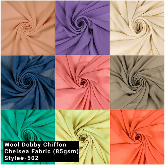 60" Solid Color Wool Dobby Chiffon Chelsea No Stretch Fabric by the Yard - 100% Polyester  - Lightweight 85gsm - (SKU-502)