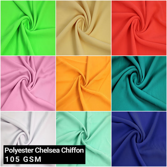 58" Wide 100% Polyester Chelsea Chiffon Fabric by the Yard – 105 GSM, Lightweight, Non-Stretch & Anti-Wrinkle– for Apparel, Scarves, Decor, Crafts, Sewing & DIY- (SKU-502)