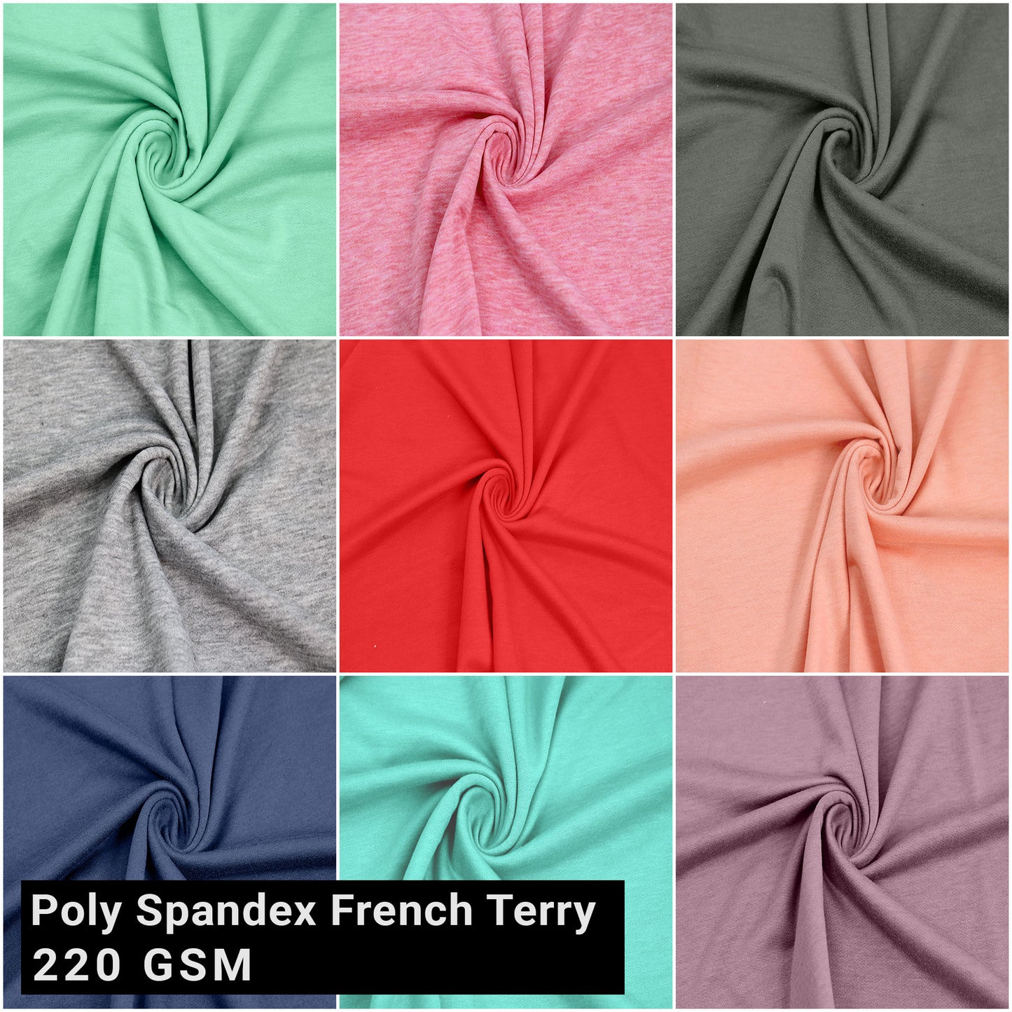 60" Wide Poly Spandex French Terry Brushed Fabric (220 GSM), Medium Weight, 4-Way Stretch, Soft & Warm - Great for Apparel, Hoodies, Sweatshirts, Joggers & DIY(SKU-506)