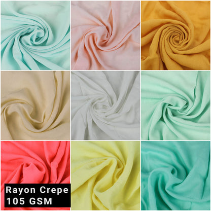 Multicolor for Clothing, Sewing, and Craft Projects Fabric by the Yard - Solid 53" Rayon Crepe- 105 GSM – Soft Material - (SKU 520)