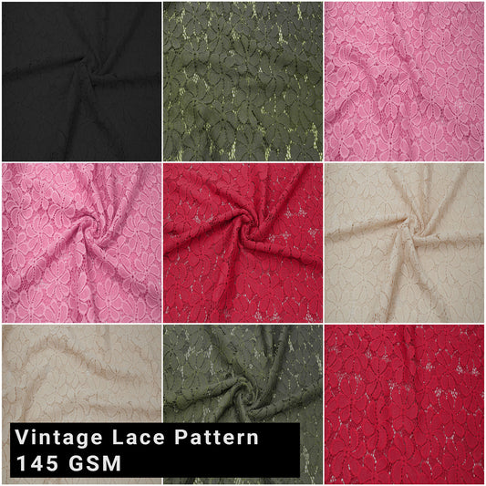 59" Wide-Nylon Spandex-Vintage Lace Pattern-Shane-Fabric by The Yard-Apparel, Clothing, Accessories, Decorations, Fashion, Craft, Wedding Dresses, Home, and DIY Projects (SKU-561)