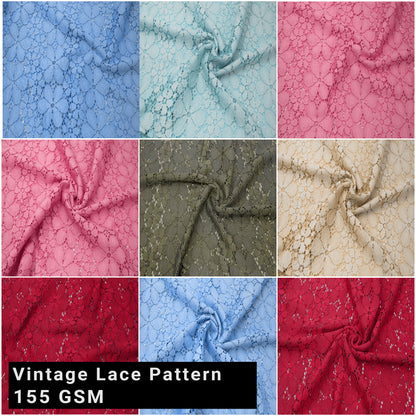 59" Wide-Nylon Spandex-Vintage Lace Pattern-Kimberly-Fabric by The Yard-Apparel, Accessories, Decorations, Fashion, Crafts, Wedding Dresses, and DIY Projects- (SKU-584)