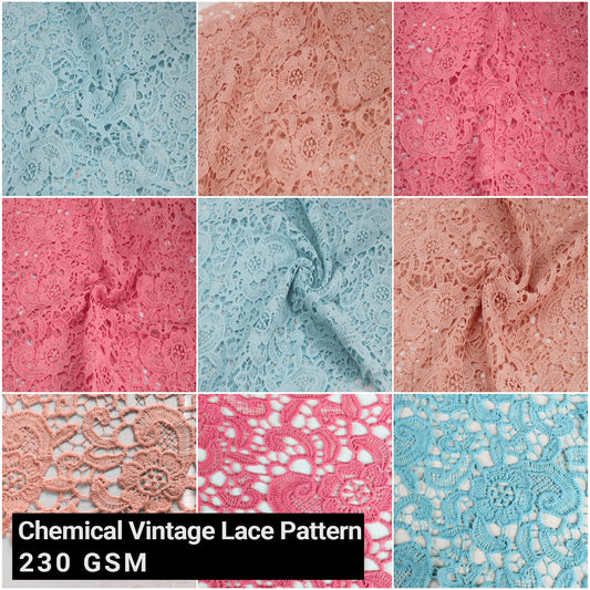 49" Wide-100% Polyester-Chemical Vintage Lace Pattern-Leslie-Fabric by The Yard-for Apparel, Accessories, Decorations, Fashion, Crafts, Wedding Dresses, and DIY Projects (SKU-603)