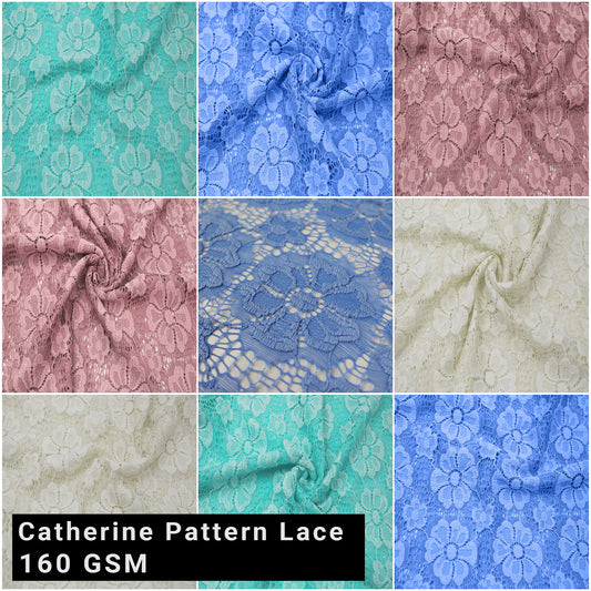 58/60" Wide Nylon Spandex Stretch Catherine Pattern Vintage Lace Fabric by The Yard-for Apparel, Fashion, Crafts, Accessories, Decorations, Wedding, and DIY Projects (SKU-646)