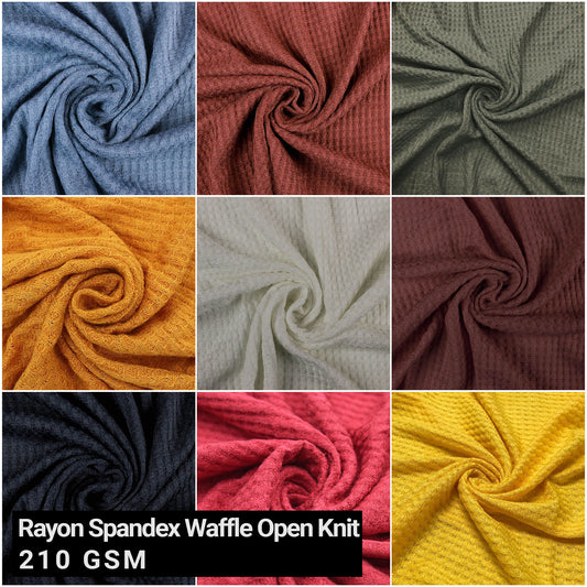 59" Wide Rayon Spandex Waffle Open Knit Fabric by the Yard-Medium Weight-for Sewing, Apparel, Clothing, Headbands, Decorations, School, Home, and DIY Projects (SKU-659)