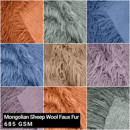 Mongolian Sheep Wool Faux Fur-Fabric by The Yard-Shaggy Mohair-for Sewing, Costumes, Pillows, Rugs, Apparel, Clothing, Decorations, Upholstery, Home DIY Project - (SKU-6756)