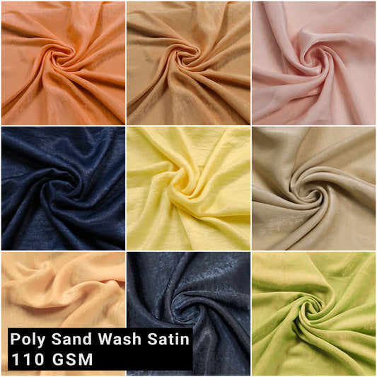 Solid 59" Polyester Sand Wash Satin Fabric by the Yard 110gsm – Soft Material for Clothing, Sewing, and Craft Projects - (SKU-682)