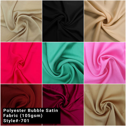 Solid 59" Polyester Bubble Satin Fabric by the Yard 105gsm – Soft Material for Clothing, Sewing, and Craft Projects - (SKU-701)