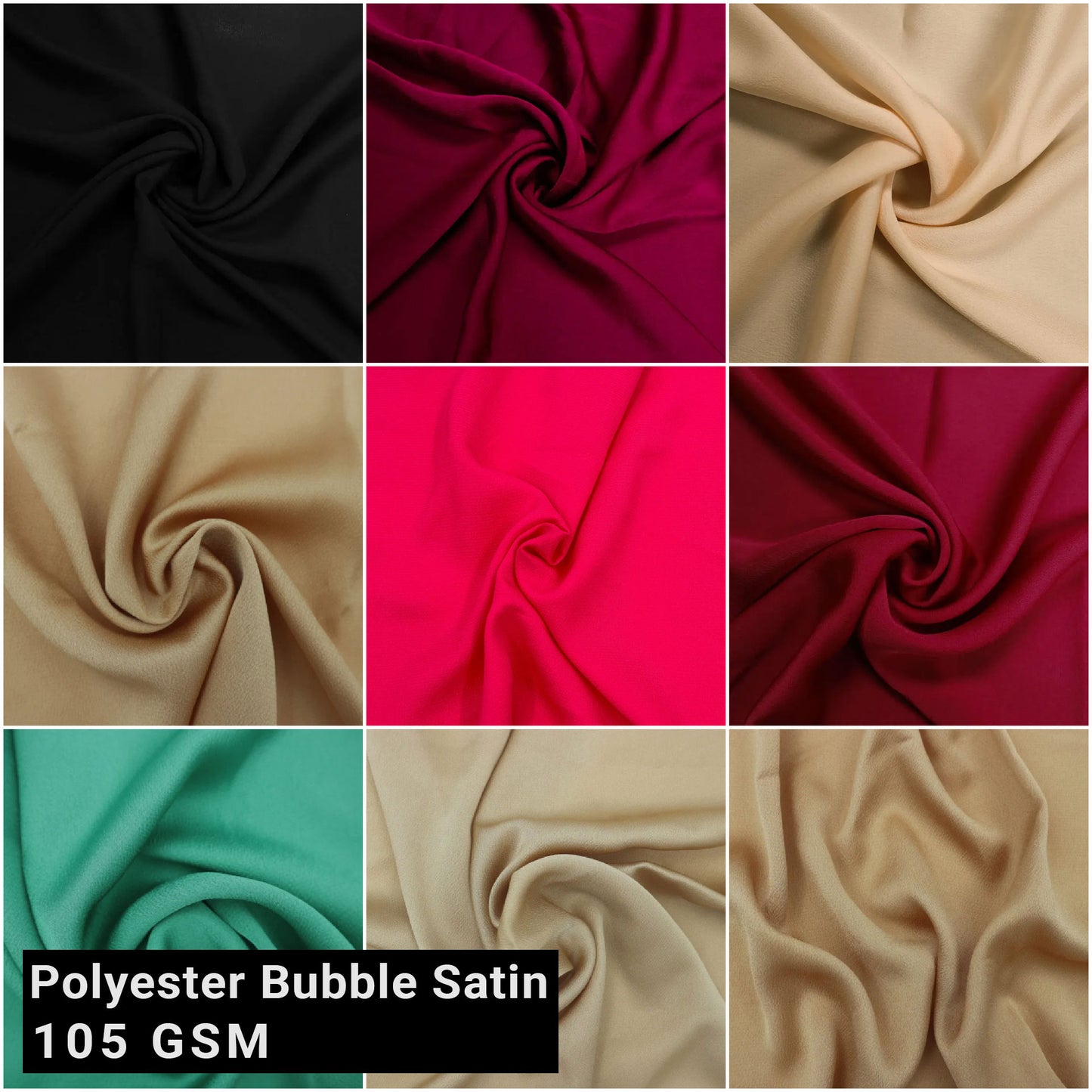 Multicolor for Clothing, Sewing, and Craft Projects Fabric by the Yard - 105 GSM, Solid 59" Polyester Bubble Satin - Soft Material - SKU 701