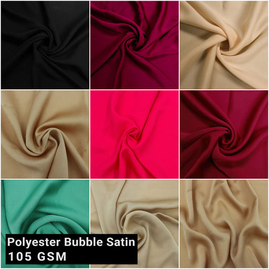 Solid 59" Polyester Bubble Satin Fabric by the Yard (105 GSM) – Soft Material for Clothing, Sewing, and Craft Projects - (SKU-701)