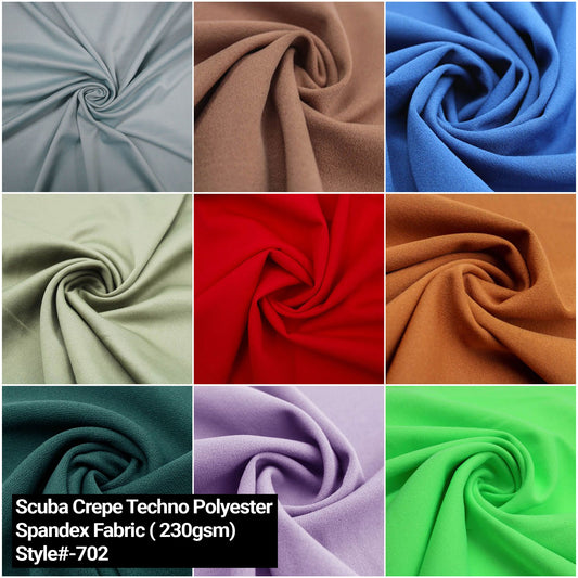 59" Scuba Crepe Techno Polyester Spandex Stretch Fabric 230gsm by the Yard (SKU-702)