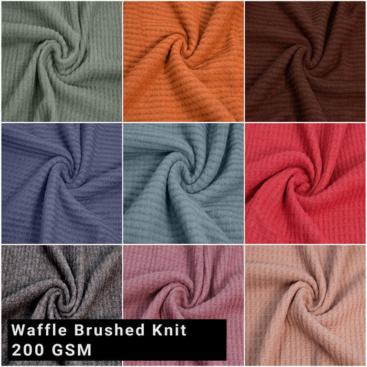 60" Wide Poly Rayon Spandex - Waffle Brushed Knit Fabric by The Yard - 4-Way Stretch, 200GSM, Medium Weight for Apparel, Draperies, Headbands, Decorations & DIY-(SKU-707)