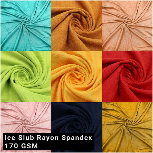 Ice Slub Rayon Spandex Fabric - Medium Weight 170 GSM, 60" Width - Stretchy and Soft for Apparel & Crafting (SKU-719)