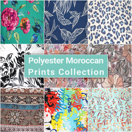 Multicolor Printed Apparel, Dresses, Skirts, Draperies, Headbands & DIY Fabric by the Yard -120GSM, 58" Wide 100% Polyester Moroccan, Lightweight, Non-Stretched, Anti-Wrinkle & Breathable - SKU 754