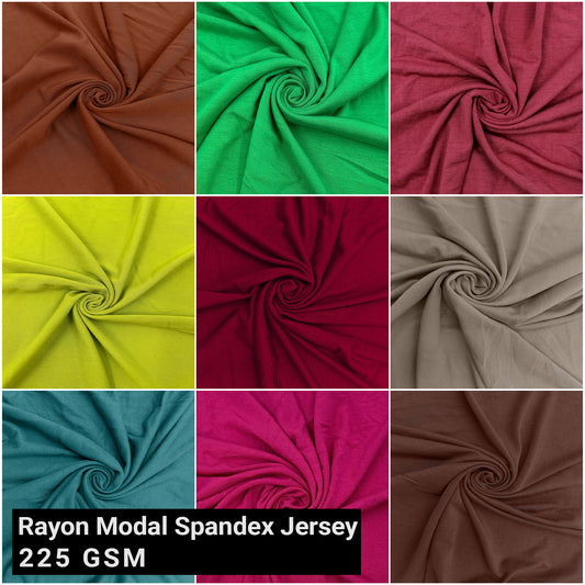 60" Wide Rayon Modal Spandex Jersey Knit Fabric by the Yard (225 GSM) - Medium Weight, 4-Way Stretch, Breathable - for T-Shirts, Leggings, Apparel & DIY Crafts (SKU-765)