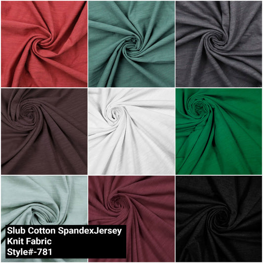 60" Wide Slub Cotton Spandex Jersey Knit Fabric by the Yard - (170 GSM) Medium Weight, 2-Way Stretch, Breathable - Apparel, Casual, Activewear, Layering & Craft - (SKU-781)