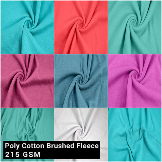 Multicolor for Apparel, Uniforms, T-Shirts, Accessories & DIY Crafts Fabric by the Yard - 69" Poly Cotton Brushed Fleece - 215 GSM, Medium Weight, Non-Stretched - Breathable - SKU 784