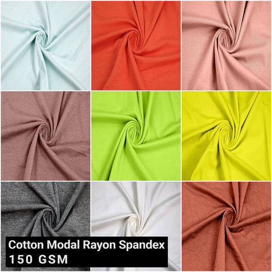 60" Wide Cotton Modal Rayon Spandex Fabric by the Yard - 150 GSM, Lightweight, 2-Way Stretch, Breathable, Ideal for T-Shirts, Dresses, Leggings & Baby Clothes- (SKU-791)