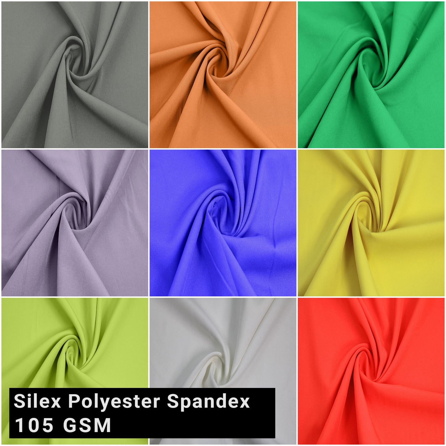 59" Solid Color Silex Polyester Spandex Fabric by the Yard - 105gsm - (SKU-793)