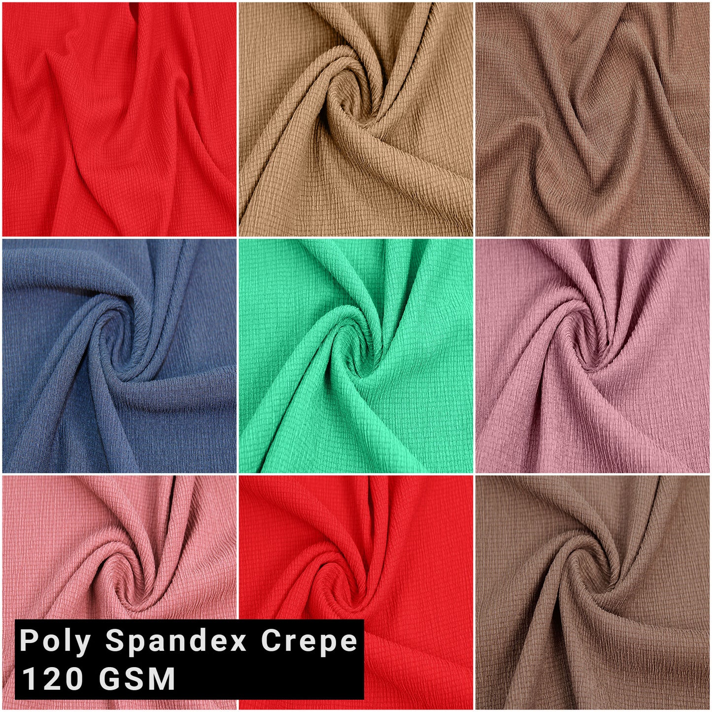 Multicolor Formal Wear, Tops, Skirts, Suits and DIY Projects Fabric by the Yard - 59" Poly Spandex Crepe - 120 GSM, Lightweight, Anti-wrinkle & Breathable - SKU 805